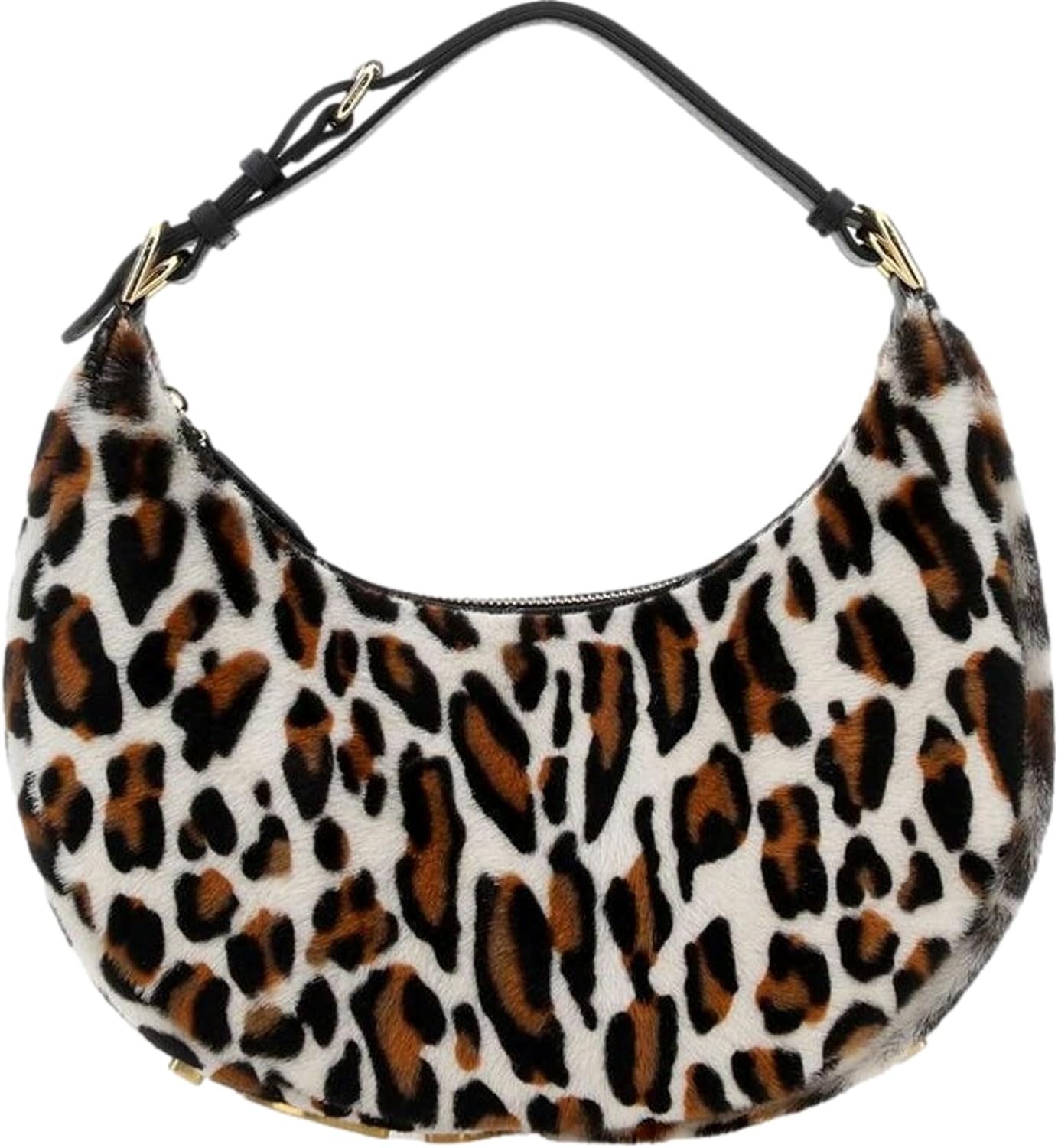 FENDI Fendigraphy Leopard Print Leather & Fur Hobo