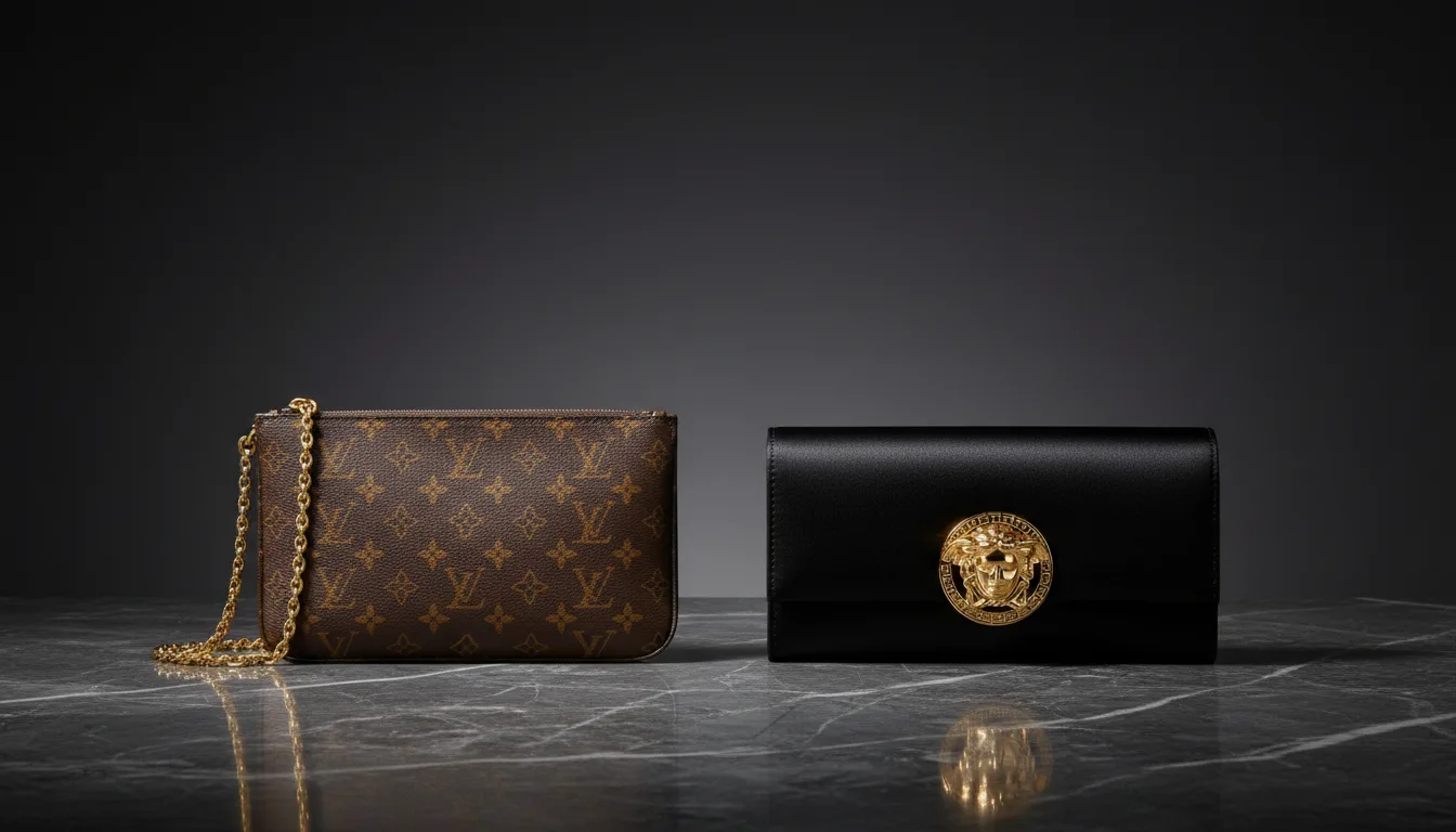LV Pochette Accessoires vs Versace Medusa Clutch