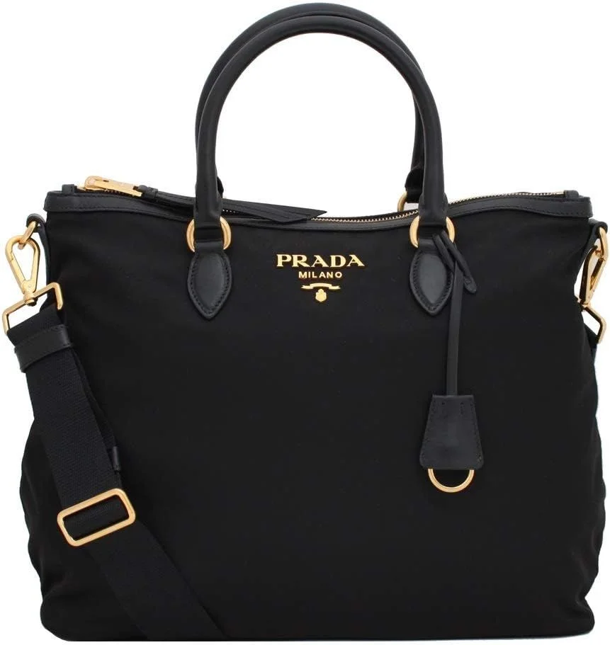 Prada Tessuto Nylon Two-Way Tote Crossbody in Black